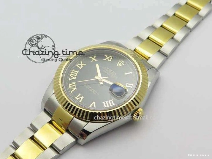 0213 AllSeason DateJust II 116333 SS YG 41mm EW Best Edition Black Dial Gold Roman Markers On SS Bracelet A 3826